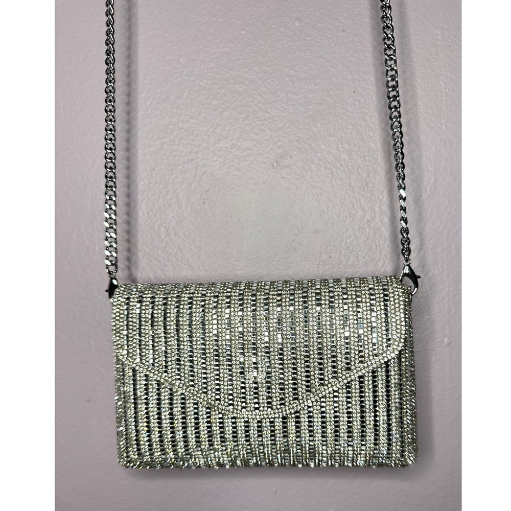 Women's Rhinestone Clutch Purse with removable  chain